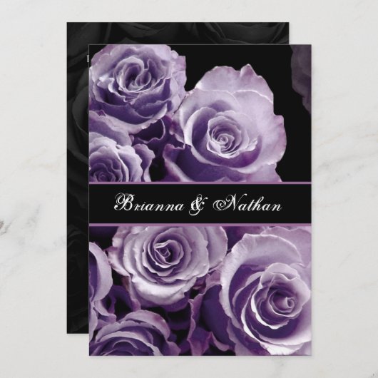 LAVENDER PAARSE Rose Bouquet Weddenschap Kaart (Voorkant / Achterkant)