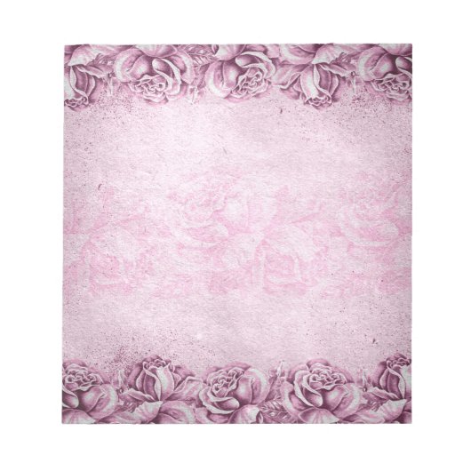 Lavender Paarse Roze Rozen Floral Notitieblok (Voorkant)