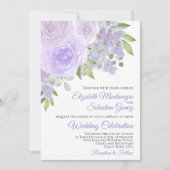 Lavender Paarse Rozen en bloesems Elegant Wedding Kaart (Voorkant)