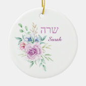Lavender Paarse Rozen Name in English and Hebrew Keramisch Ornament (Voorkant)