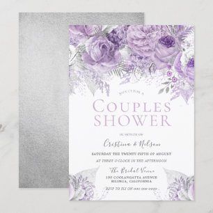Lavender Paarse Silver Floral Couples Kaart