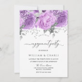 Lavender Paarse Silver Floral Engagement Party Kaart (Voorkant)