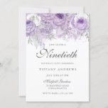 Lavender Paarse Silver Flower 90th Birthday Party Kaart<br><div class="desc">Lavender Paarse Silver Flower 90th Birthday Party Invite Zie passend collectie in Niche en nestwinkel</div>