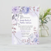 Lavender Paarse Silver Rozen Geometric Wedding | Kaart (Staand voorkant)