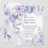 Lavender Paarse Silver Rozen Geometric Wedding | Kaart (Voorkant / Achterkant)