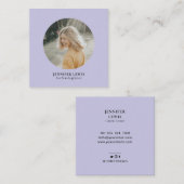 Lavender Paarse Simple Moderne Photo Social Media Vierkante Visitekaartje (Voorkant / Achterkant)
