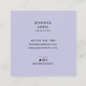 Lavender Paarse Simple Moderne Photo Social Media Vierkante Visitekaartje (Achterkant)