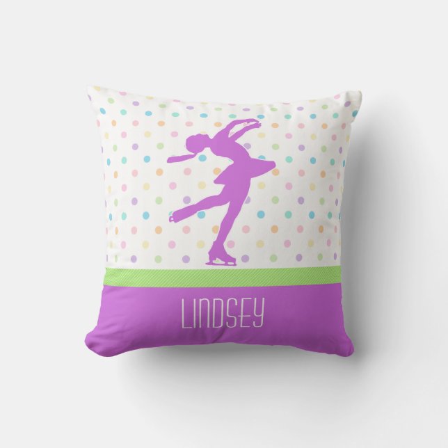 Lavender Paarse Skater Bright Pastel Polka-Stippen Kussen (Voorkant)