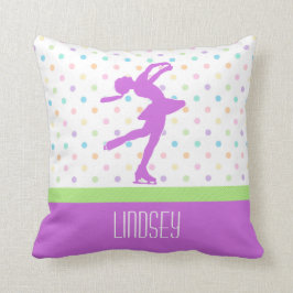 Lavender Paarse Skater Bright Pastel Polka-Stippen Kussen