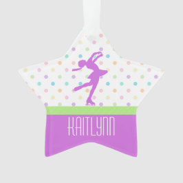 Lavender Paarse Skater Bright Pastel Polka-Stippen Ornament