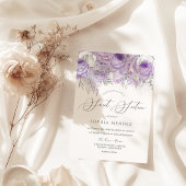 Lavender Paarse Sparkle Floral Sweet 16 Party Kaart