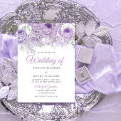 Lavender Paarse Sparkle Floral Wedding Invite Kaart