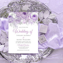 Lavender Paarse Sparkle Floral Wedding Invite
