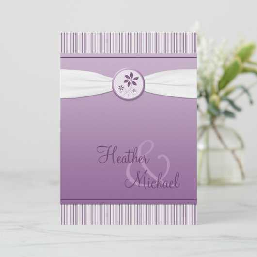 Lavender Paarse Stripe Weddenschap Kaart (Staand voorkant)