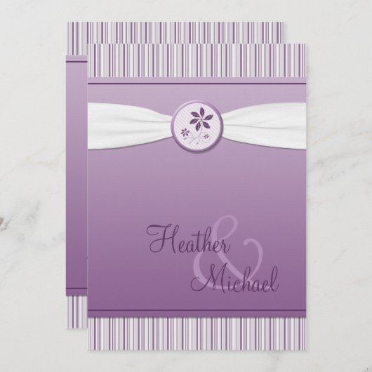 Lavender Paarse Stripe Weddenschap Kaart (Voorkant / Achterkant)