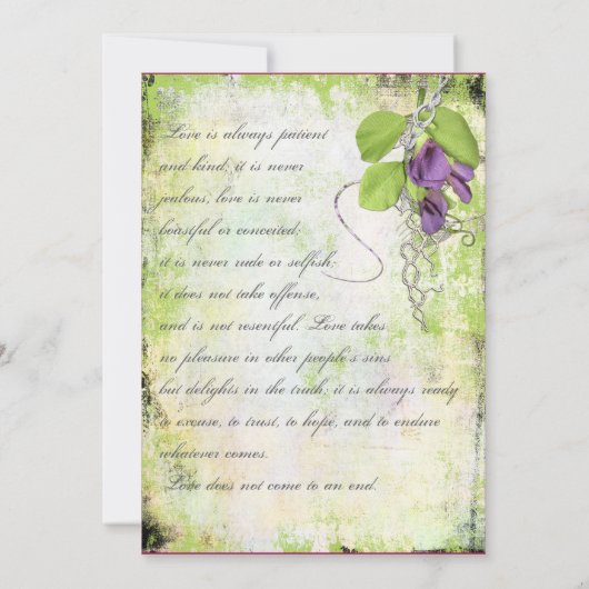  lavender Paarse Sweet Peas Floral Weddings Kaart (Achterkant)