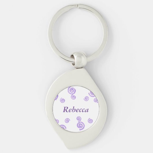 Lavender Paarse Swirls Personalized Swirl Sleutelh Sleutelhanger (Voorkant)