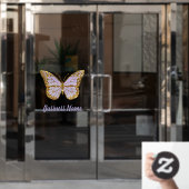 Lavender paarse vlinder logo raamfolie raamsticker (Kantoordeur)
