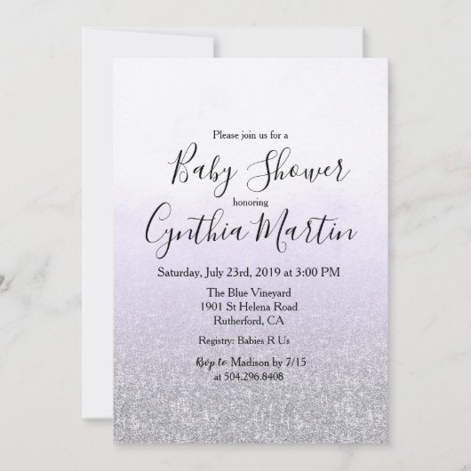 Lavender Paarse Waterverf Baby shower Uitnodiging (Voorkant)