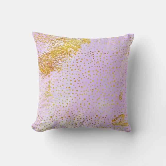 Lavender paarse waterverf en gouden folie confetti kussen (Voorkant)