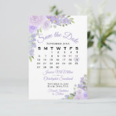 Lavender Paarse Waterverf Floral Wedding Agenda Save The Date (Staand voorkant)