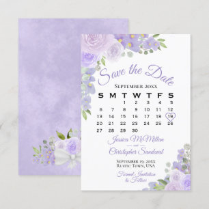 Lavender Paarse Waterverf Floral Wedding Agenda Save The Date