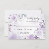 Lavender Paarse Waterverf Florals RSVP-kaart RSVP Kaartje (Voorkant)