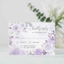 Lavender Paarse Waterverf Florals RSVP-kaart
