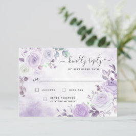 Lavender Paarse Waterverf Florals RSVP-kaart RSVP Kaartje