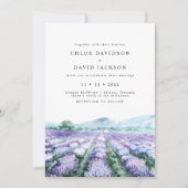 Lavender Paarse Waterverf Greenery Rustic Wedding Kaart (Voorkant)