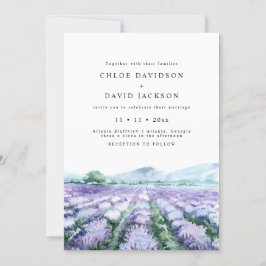 Lavender Paarse Waterverf Greenery Rustic Wedding Kaart
