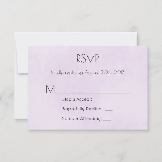 Lavender Paarse Waterverf RSVP (Voorkant)