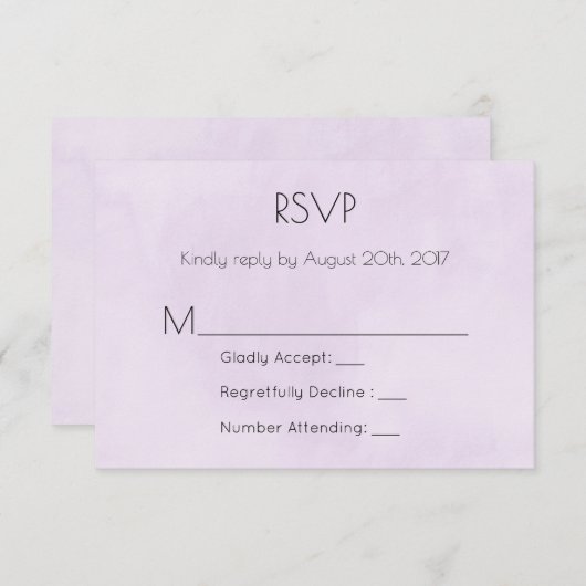 Lavender Paarse Waterverf RSVP (Voorkant / Achterkant)