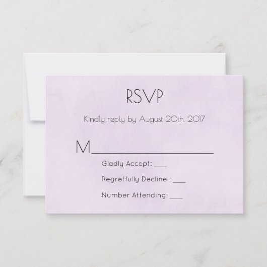 Lavender Paarse Waterverf RSVP Kaartje (Voorkant)