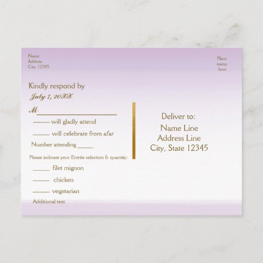Lavender Paarse Waterverf RSVP Wedding Briefkaart (Achterkant)