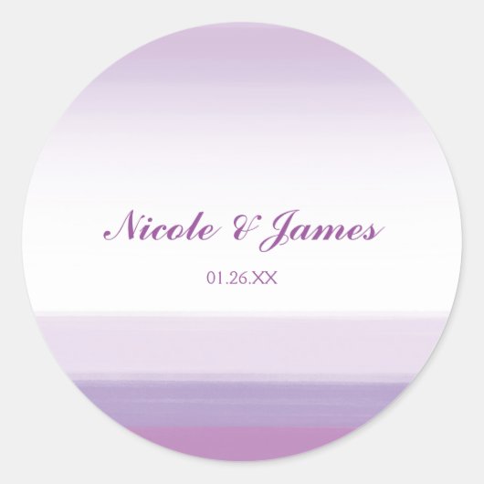 Lavender Paarse Waterverf Wedding Favor Stickers (Voorkant)