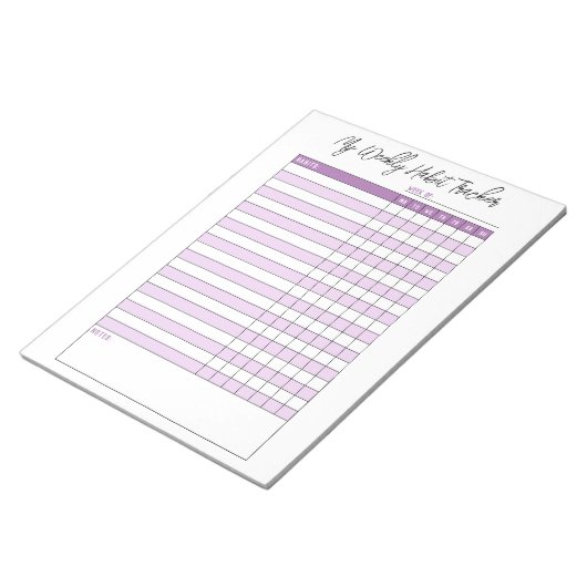 Lavender Paarse Weekly Habit Tracker Notitieblok (Schuin)