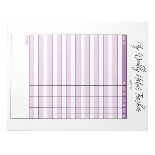 Lavender Paarse Weekly Habit Tracker Notitieblok (Voorkant)