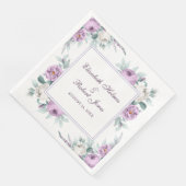 Lavender Paarse White Peonies Wedding Napkins Servet (Hoek)