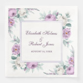 Lavender Paarse White Peonies Wedding Napkins Servet (Voorkant)