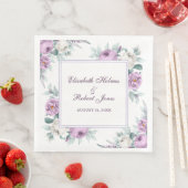 Lavender Paarse White Peonies Wedding Napkins Servet (Insitu)