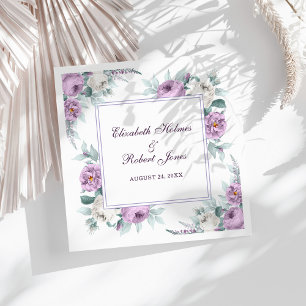 Lavender Paarse White Peonies Wedding Napkins Servet