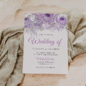 Lavender Paarse White Silver Floral Wedding Invite Kaart