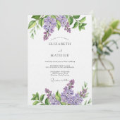 Lavender Painterly Botanical Wedding Kaart (Staand voorkant)