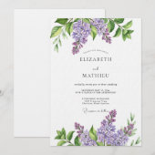 Lavender Painterly Botanical Wedding Kaart (Voorkant / Achterkant)
