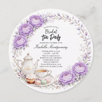 Lavender Palette Tea Party Bridal Shower Kaart