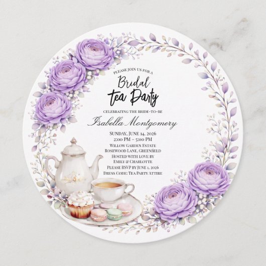 Lavender Palette Tea Party Bridal Shower Kaart (Voorkant)