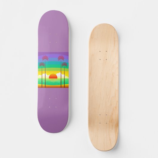 Lavender Palm Trees Summer Persoonlijk Skateboard (Voorkant)
