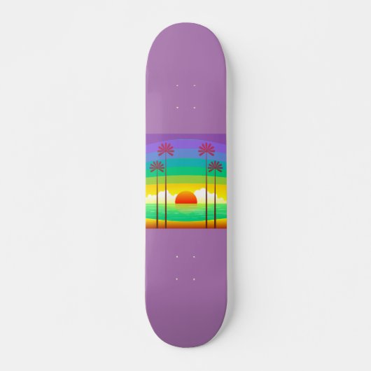 Lavender Palm Trees Summer Persoonlijk Skateboard (Voorkant)