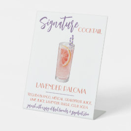 Lavender Paloma Signature Cocktail Recipe Reclamebord Met Voetstuk